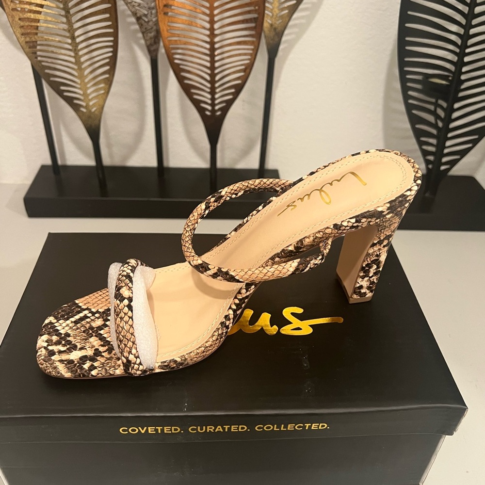 Snakeskin Heeled Sandals by Lulus